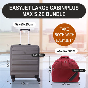 Aerolite Easyjet Bundle, Large Cabin (56x45x25cm) Lightweight Hard Shell Cabin Suitcase & (45x36x20cm) Easyjet Max Holdall